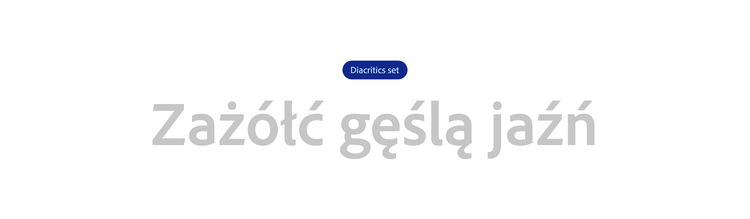 Adobe Clean typeface displaying a diacritics set, showing the Polish pangram "Zażółć gęślą jaźń" with accented characters.