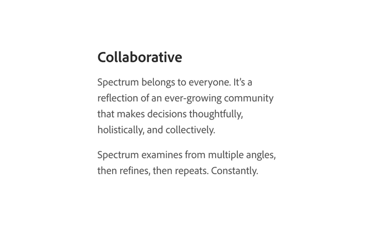 Moderate-width column of the "Collaborative" paragraph with comfortably readable line lengths, shown as a do example.