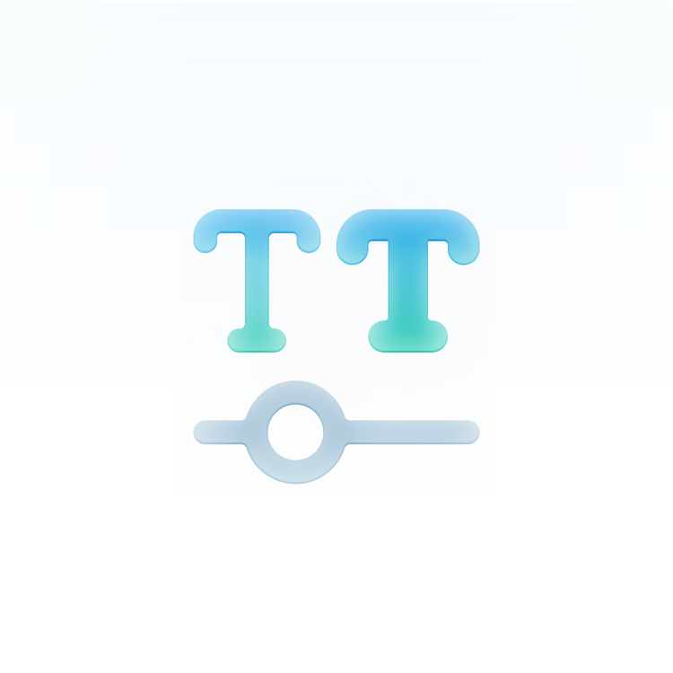 Icon illustrating "Typography system," showing two "T" letterforms in a blue-to-green gradient above a font-size adjustment icon.