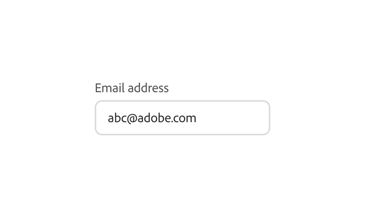 "Email address abc@adobe.com" text sample shown in Regular weight.