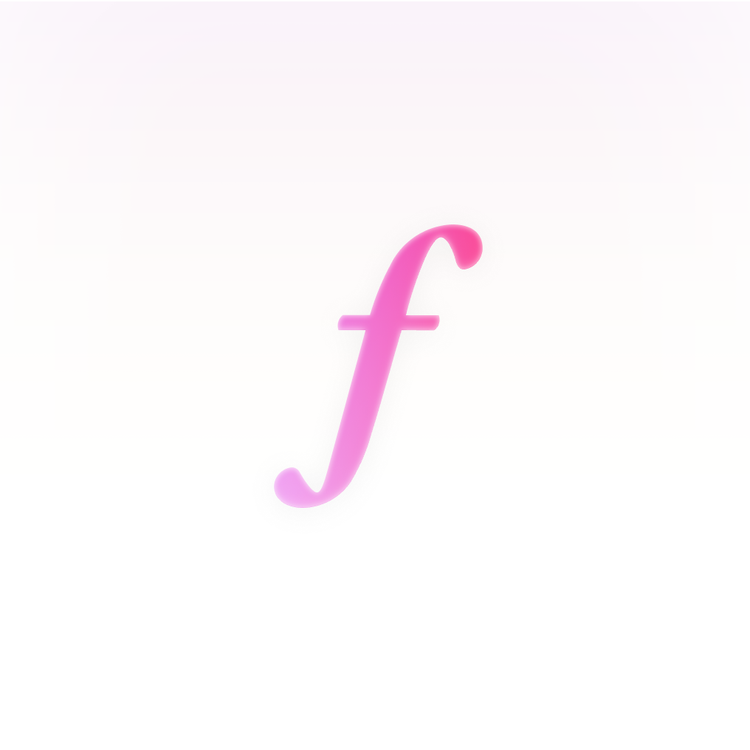 Icon illustrating "Fonts," showing a stylized italic lowercase "f" in a pink gradient.