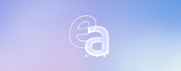 Adobe Clean Spectrum VF graphic showing an overlapping outlined "e" and solid "a" letterform on a blue-to-purple gradient background.